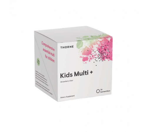 Мультивитамины для детей от 4 до 12 лет со вкусом клубники и киви, Kids Multi +, Thorne, 30 растворимых дисков