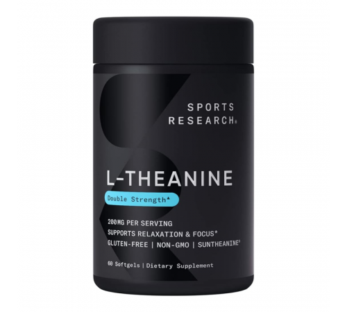 Аминокислота L-теанин 200 мг, L-Theanine Suntheanine 200 mg, Sports Research, 60 капсул