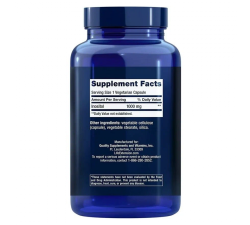 Инозитол, Inositol Caps, 1000 mg, Life extension, 360 вегетарианских капсул