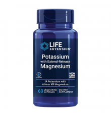 Калий с магнием пролонгированного действия, Potassium with Extend-Release Magnesium, Life Extension, 60 вегетарианских капсул