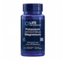 Калий с магнием пролонгированного действия, Potassium with Extend-Release Magnesium, Life Extension, 60 вегетарианских капсул