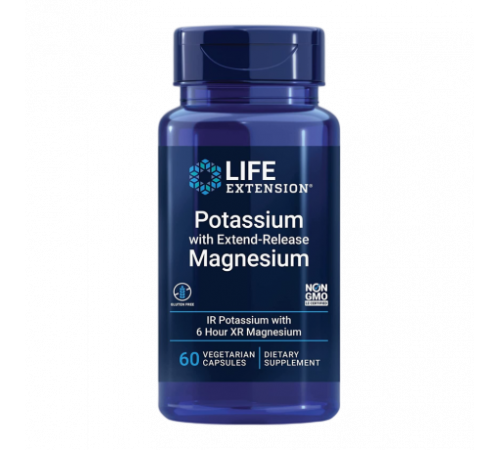 Калий с магнием пролонгированного действия, Potassium with Extend-Release Magnesium, Life Extension, 60 вегетарианских капсул