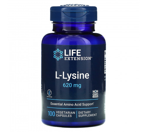 L-лизин 620 мг, L-Lysine 620 mg, Life Extension, 100 вегетарианских капсул