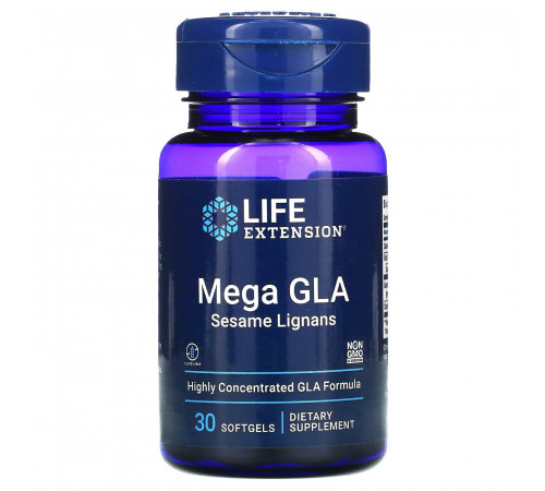 Life Extension, Mega GLA, добавка с ГЛК и кунжутными лигнанами, 30мягких таблеток