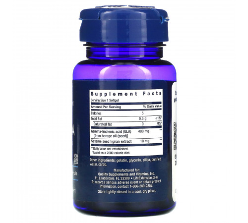 Life Extension, Mega GLA, добавка с ГЛК и кунжутными лигнанами, 30мягких таблеток