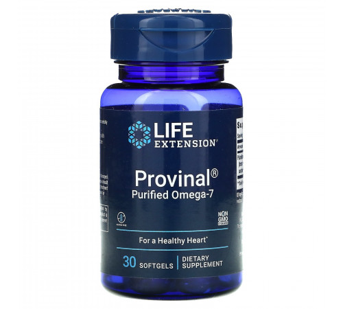 Life Extension, Provinal, очищенная форма омега-7, 30капсул