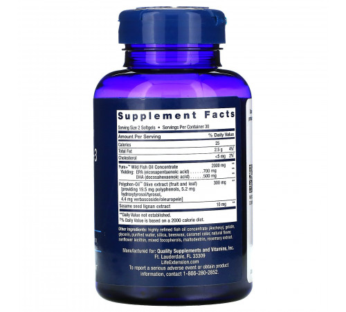 Life Extension, супер омега-3, 60мягких таблеток