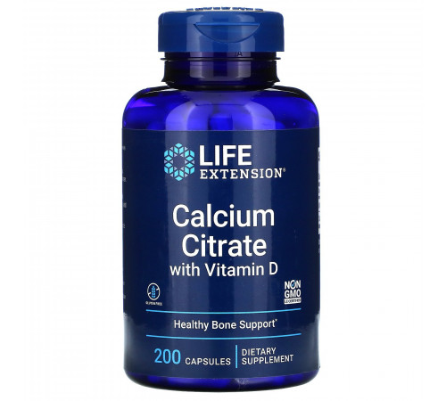 Life Extension, цитрат кальция с витаминомD3, 200капсул