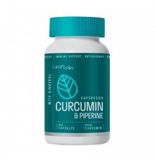 Куркумин с пиперином, Curcumin & Piperine, Leaf To Go, 60 капсул
