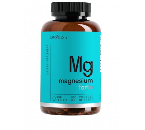 Магний с Витамином В6, Magnesium+B6, Leaf To Go, 300 таблеток