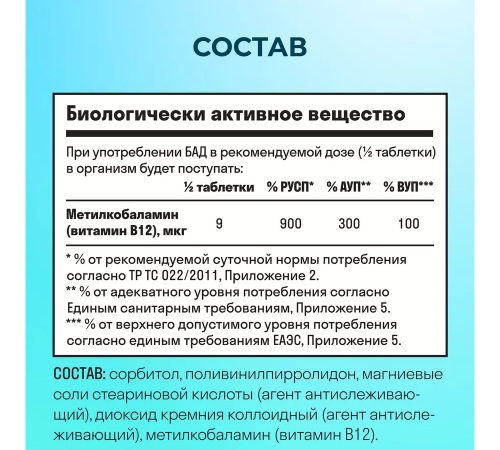 Витамин B12 Метилкобаламин, Vitamin B12, Leaf To Go, 60 таблеток