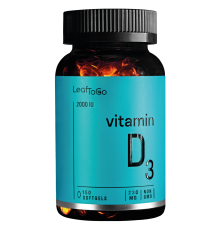Витамин Д3 2000 МЕ, Vitamin D3 2000 IU, Leaf To Go, 150 капсул