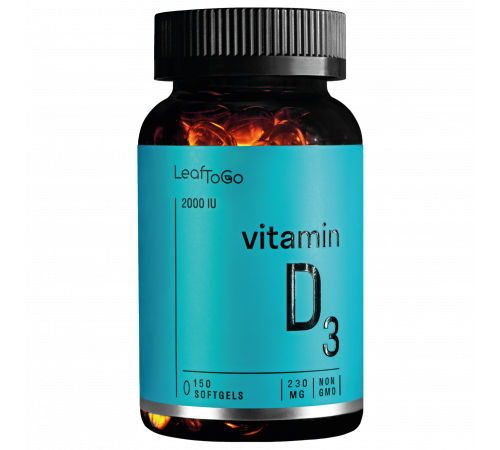 Витамин Д3 2000 МЕ, Vitamin D3 2000 IU, Leaf To Go, 150 капсул
