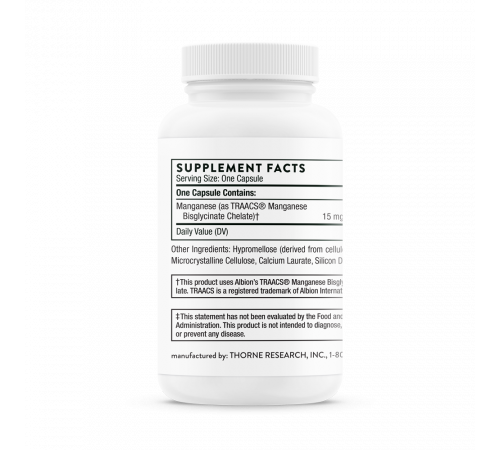 Бисглицинат марганца, Manganese Bisglycinate, Thorne Research, 60 капсул