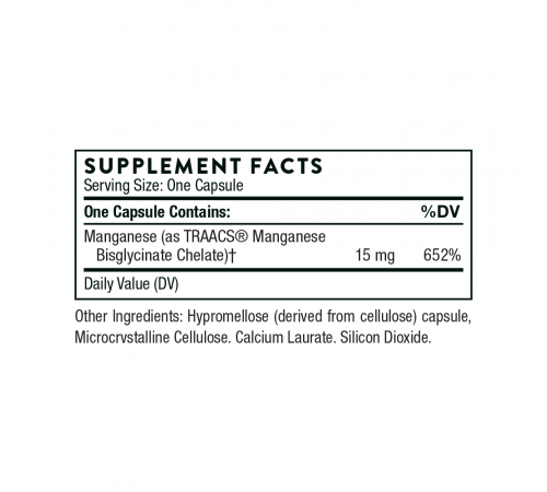 Бисглицинат марганца, Manganese Bisglycinate, Thorne Research, 60 капсул