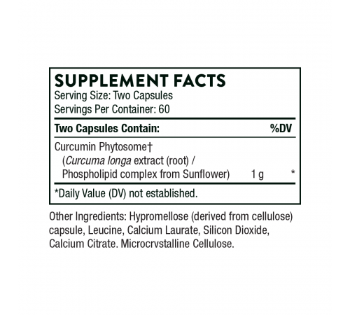 Комплекс с куркумином, Curcumin Phytosome (Meriva 500-SF), Thorne Research, 120 капсул