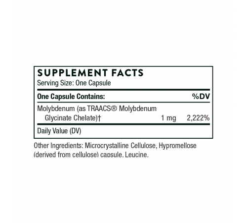 Глицинат молибдена, Molybdenum Glycinate, Thorne Research, 60 капсул