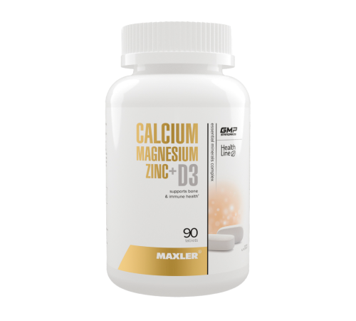 Кальций Магний Цинк + Витамин Д3, Calcium Magnesium Zinc + D3, Maxler, 90 таблеток
