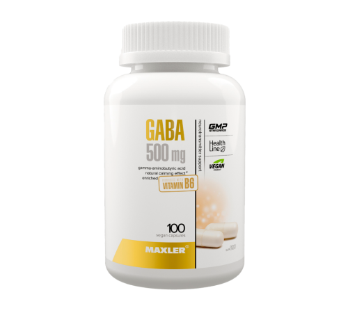 Гамма-аминомасляная кислота ГАМК, GABA 500 mg, Maxler, 100 вегетарианских капсул
