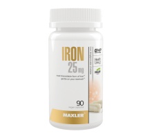 Железо бисглицинат, Iron 25 mg Bisglicinate, Maxler, 90 вегетарианских капсул
