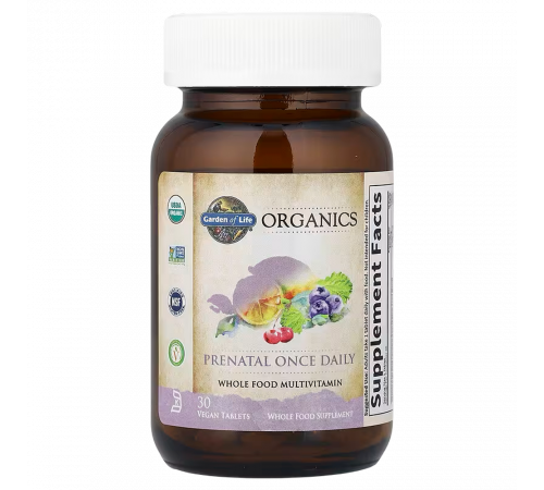Мультивитамины для беременных, Garden of Life Organics Once Daily Prenatal, 30 веганских таблеток