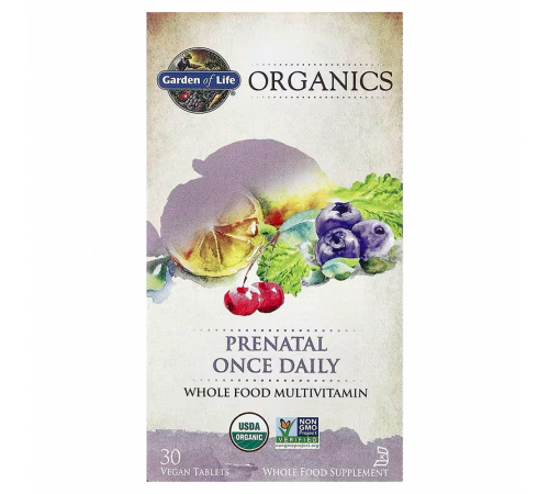 Мультивитамины для беременных, Garden of Life Organics Once Daily Prenatal, 30 веганских таблеток