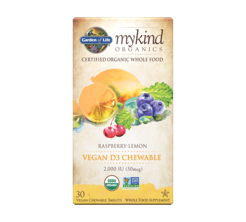 Витамин Д3 2000 МЕ, Vegan D3 2000 IU, Garden of Life, 30 вегетарианских жевательных таблеток