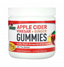 Жевательные мармеладки с яблочным уксусом и имбирем, Nature's Answer, 45 шт