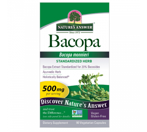 Бакопа, Bacopa Capsules, Nature's Answer, 90 растительных капсул