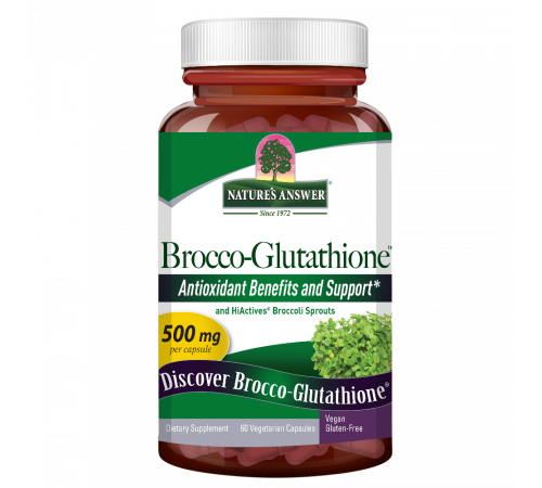 Экстракт брокколи с глутатионом, Brocco-Glutathione, Nature's Answer, 60 вегетарианских капсул