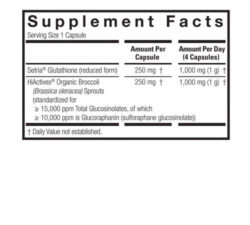 Экстракт брокколи с глутатионом, Brocco-Glutathione, Nature's Answer, 60 вегетарианских капсул