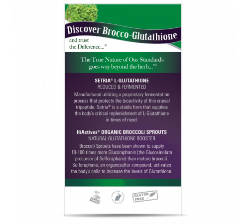 Экстракт брокколи с глутатионом, Brocco-Glutathione, Nature's Answer, 60 вегетарианских капсул
