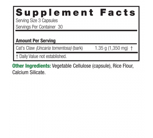 Экстракт кошачего когтя, Cat’s Claw, Nature's Answer, 90 растительных капсул
