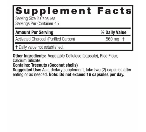 Активированный уголь, Charcoal Activated, Nature's Answer, 90 вегетарианских капсул
