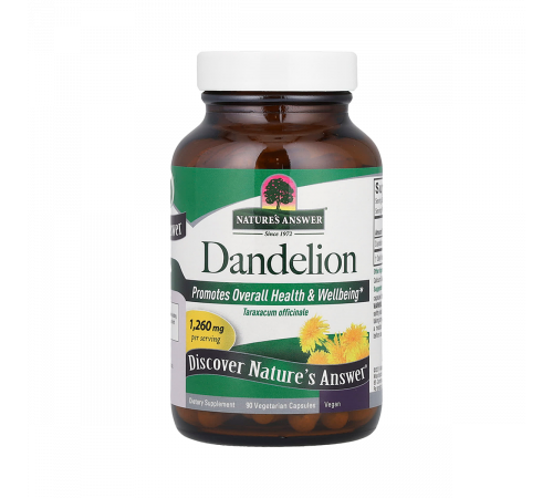 Экстракт корня одуванчика, Dandelion Root, Nature's Answer, 90 вегетарианских капсул