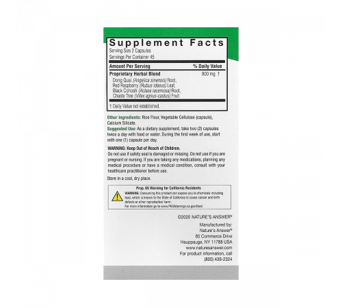 Комплекс для женщин, Female Complex, Nature's Answer, 90 вегетарианских капсул