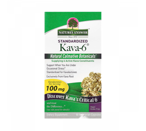 Кава-6, Kava-6, Nature's Answer, 90 вегетарианских капсул