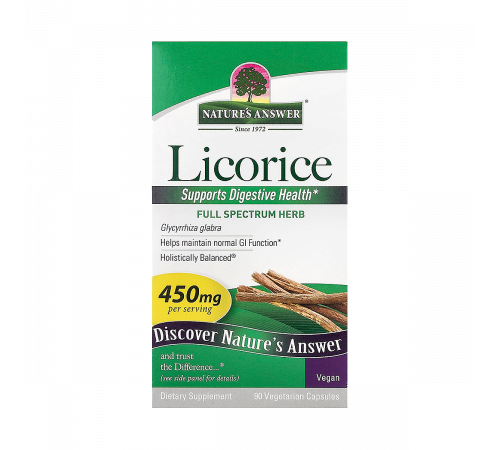 Корень солодки, Licorice Root, Nature's Answer, 90 вегетарианских капсул
