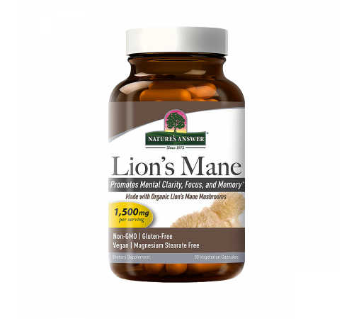 Ежовик гребенчатый, Lion's Mane, Nature's Answer, 90 вегетарианских капсул