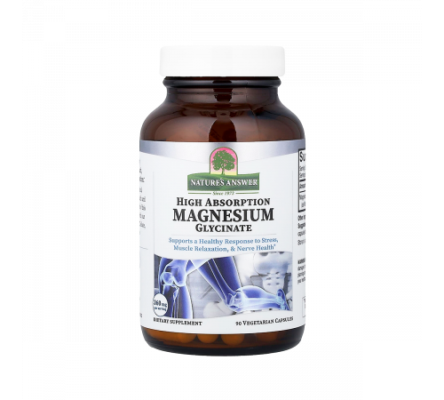 Глицинат магния, Magnesium Glycinate, Nature's Answer, 90 вегетарианских капсул