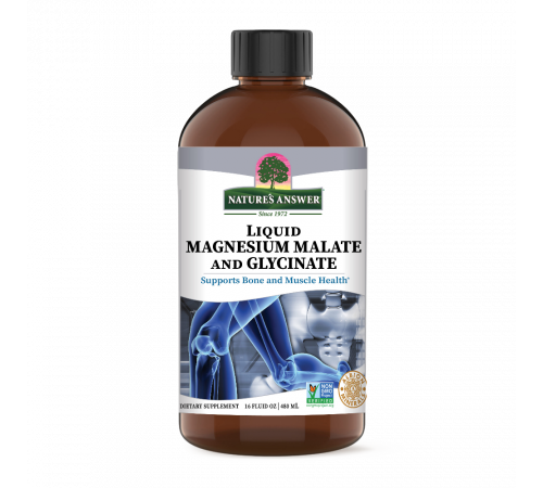Малат и глицинат магния, Magnesium Glycinate Liquid, Nature's Answer, 480 мл