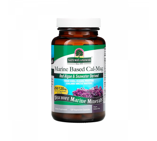 Кальций и магний из морского источника, Marine Based Cal-Mag, Nature's Answer, 120 вегетарианских капсул