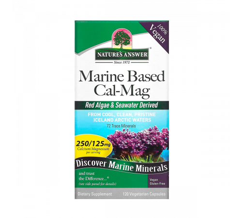 Кальций и магний из морского источника, Marine Based Cal-Mag, Nature's Answer, 120 вегетарианских капсул