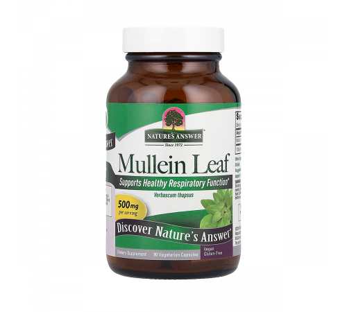 Лист коровяка, Mullein Leaf, Nature's Answer, 90 вегетарианских капсул