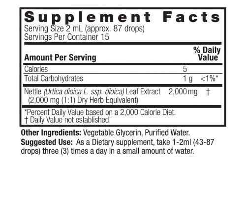 Экстракт листьев крапивы, Nettle Leaf, Nature's Answer, 30 мл