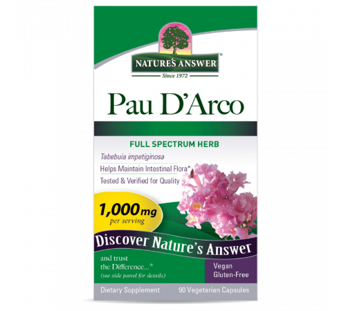 Экстракт коры муравьиного дерева, Pau D’arco, Nature's Answer, 90 растительных капсул