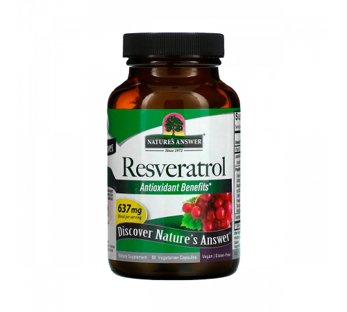 Ресвератрол, Resveratrol, Nature's Answer, 60 вегетарианских капсул