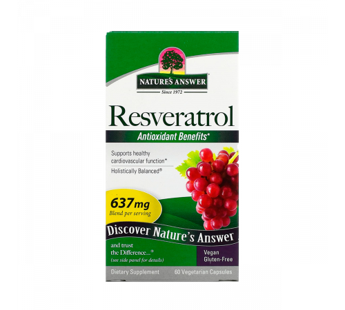 Ресвератрол, Resveratrol, Nature's Answer, 60 вегетарианских капсул
