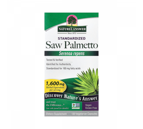 Экстракт пальметто для поддержки простаты (Сереноя), Saw Palmetto, Nature's Answer, 120 вегетарианских капсул