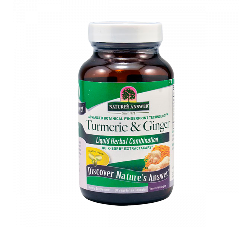Куркума и имбирь, Turmeric & Ginger, Nature's Answer, 90 вегетарианских капсул